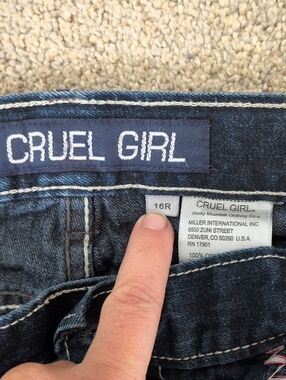 Cruel Girl Dark Wash Girl Jeans with Contrast Stitching 16R
